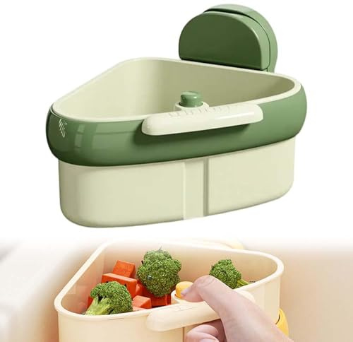 Sieb für Spülbecken, 2026 Neu Abflusssieb Küchenspüle Abflussstopfen Spüle Küche, Vielseitig Suction Cup Sink Corner Rack für Spülbecken Organizer (Grün)