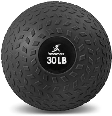 ProsourceFit Slam Medicine Ball, Tread Textured Grip Dead Weight Balls for Strength and Conditioning Exercises, Cardio and Core Workouts, 30lb, Black