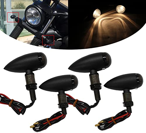 4 x Indicatori di Direzione Mini Frecce Fanali Impermeabile Antiurti per Moto Bobber Scooter Cruiser Quad Off Road.