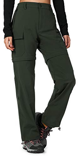 Cycorld Women's-Hiking-Pants-Convertible Quick-Dry-Stretch-Lightweight Zip-Off Outdoor Pants with 5 Deep Pockets (Army Green, Medium)