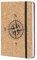Navaris Kork Notizbuch liniert mit Gummiband - 18x13cm Hardcover Notebook Journal 100 Seiten - Bändchen und Fach im Einband - Kompass Design