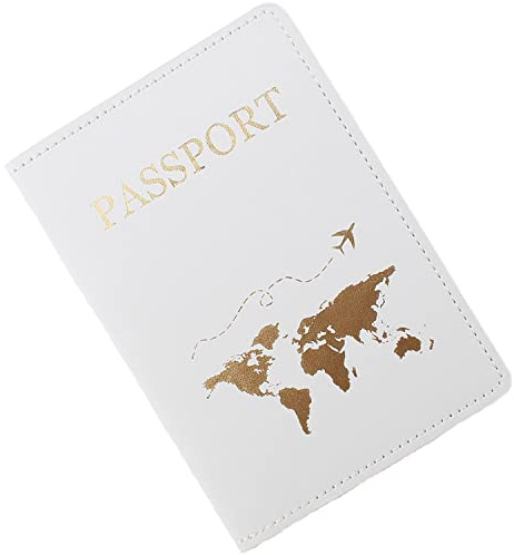 YYGOJOY Étui de passeport en cuir PU avec portefeuille pour cartes de crédit, argent, cartes de visite, passeport, carte d'embarquement pour homme et femme, blanc, 14x10x1cm, Classique
