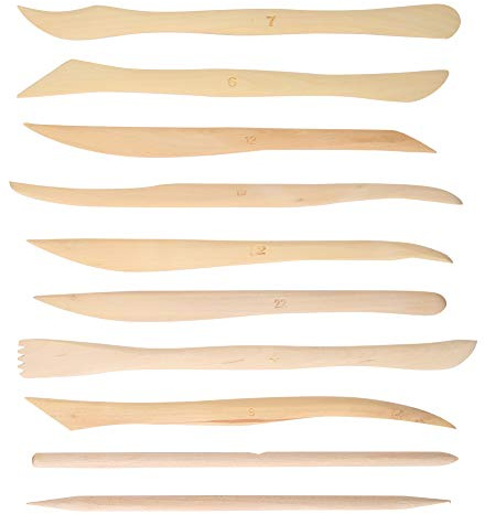 Set med 10 st trä lera snideri modelleringsverktyg gör-det-själv trä lera skulptering verktyg kit keramik lera skulptering verktyg kit för nybörjare barn keramik skulptur