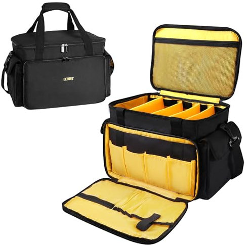 LEFORZ DJ Equipment Gig Bag Cable File Organizer with Detachable Dividers and Padded Bottom - Travel Music Bag for Professional Gear, Sound Equipment, Musical Instruments and Accessories
