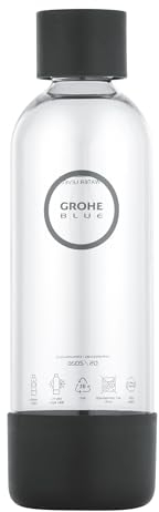 GROHE Blue Fizz, Wasserflasche (Fassungsvermögen: 850ml, nicht spülmaschinenfest, Bajonettverschluss, kompatibel mit dem GROHE Blue Fizz Wassersprudler), schwarz, 41250K00