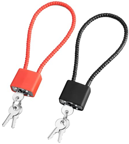 Paquete de 2 Cerraduras Candados Flexibles de Cable Pequeño, Candado de Cuerda de Acero con las Mismas Llaves para Maleta, Puerta, Bicicleta, Gimnasio, Taquilla, Color Rojo y Negro