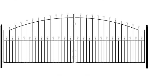 Manor Ball Top Metal Arched Driveway Gates Galvanised Wrought Iron Dual Swing Gate (3658mm (12ft) Gap x 1220mm High MAZP25)