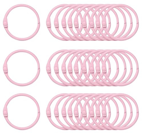 QUARKZMAN 50pz Anelli Raccoglitore 1 Pollice Anelli Raccoglitore Fogli Mobili Anelli Libro Metallo Anelli Libro Colorati per Schede Indice Portachiavi Chiave Anelli per Notebook, Rosa