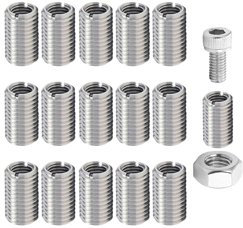Jiavlyx Pack of 15 M10 to M8 threaded sleeves, M10 to M8 x 15 mm threaded socket, stainless steel threaded sleeve, screw nut M8 thread adapter, thread reduction set, adapter for screw connections