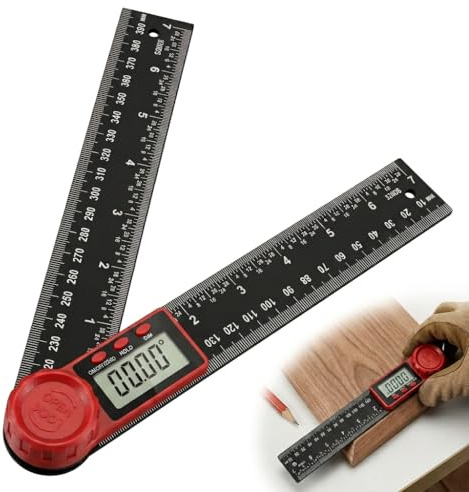 Digital Angle Finder, 200mm 360° Protractor Gauge for Woodworking DIY | Sliding ruler design measures and transfers angles for joinery, carpentry, cutting layouts and workshop marking tasks