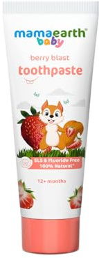 Mamaearth 100% Natural Berry Blast Kids Toothpaste 50 Gm, Fluoride Free, SLS Free, No Artificial Flavours, Best for Baby