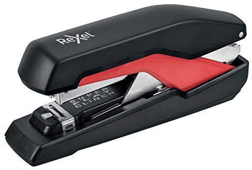 Rexel Supreme Omnipress SO60 Full Strip Stapler, 60 Sheet Capacity, Flat Clinch Stapling, Includes Staples, Metal Body, Black/Red, 2115680