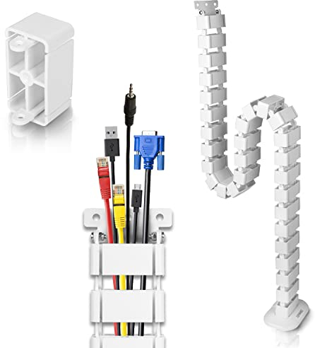 Duronic CM1DM WE Conduit de câbles Goulotte de 130 cm pour Ranger câbles Ajustable et Flexible Idéal pour sécuriser câbles USB ethernet et Alimentation et éviter Tout Accident
