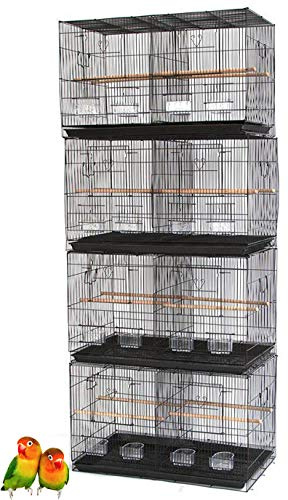Lot of Breeding Bird Flight Cages for Canary Parakeet Aviaries Budgies Lovebird Finch (Large 30 Black Divider)