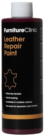 Furniture Clinic Pintura y tinte reparador de cuero, colorante autosellante, 250ml, Burdeos