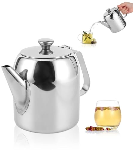 5,3 × 4,1 Pouces Théière En Acier Inoxydable, L'eau Froide à Bec Court Pot Cruche D'eau Bouilloire Pot à Bouche Courte Boissons Au Thé Au Lait Pour Maison Bureau Restaurant D'hôtel (32oz 850ml)