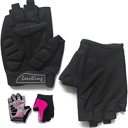 LeerKing Fingerlose Fitness Handschuhe Stoßdämpfend rutschfeste Trainingshandschuhe für Fitnessstudio Pole Dance Yoga Damen Herren Schwarz S