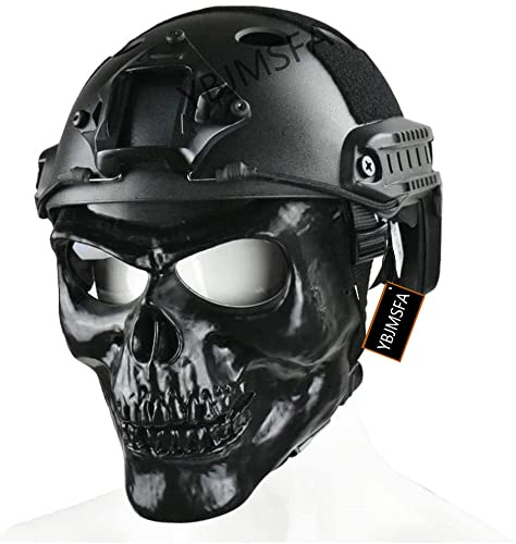 Casque Tactique Airsoft PJ Et Masque De Crâne De Protection Intégrale, Adapté Au Jeu Airsoft Paintball CS