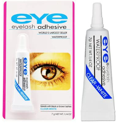 Fashion Base Eyelash glue, False Eyelash Clear Glue, Super Hold Eye Lash Glue 7g Eyelash Glue Drys Clear Lash Extension Adhesive New Waterproof Formula Strong Hold , Clear,White