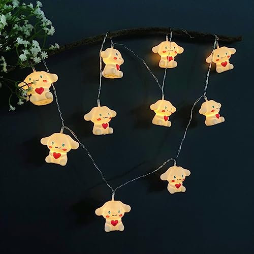 Riaxuebiy Cute Animal Painted Heart Dog Shape 20 LED Fairy String Lights Battery Powered Puppy Night Light for Halloween Christmas Tree Home Party Children Kids Bedroom Decoration (20 LED)