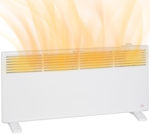 HOMCOM Portable Panel Heater, 2000W Electric Space Heater with Adjustable Temperate, Overheat Protection, for Home Office Bedroom, White