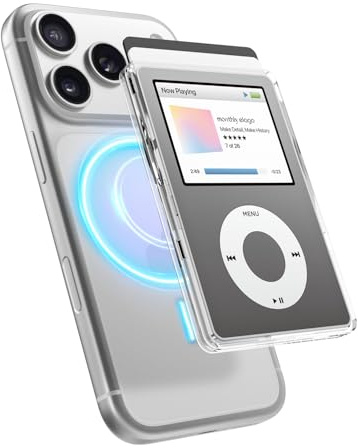elago Clear Magnetic Card Holder Compatible with MagSafe for iPhone 17/16/15/14/13/12 Series - Secure Phone Wallet,Durable Polycarbonate Construction, Damage Protection (iPod - Dark Grey)