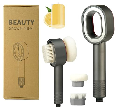 Filtersonic 3 In 1 Duschkopf DoodleDuschkopf Mit Filters,Hochdruck Duschkopf Filter Gegen Kalk Duschkopf Druckerhöhend Filter Duschkopf Mit Schwamm Für Entfernen Vom Harten Wasser Schwermetall(Grau)