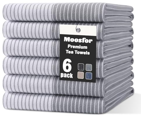 Moosfor Geschirrtücher 100% Baumwolle 6er Set 46 x 72 cm Grau