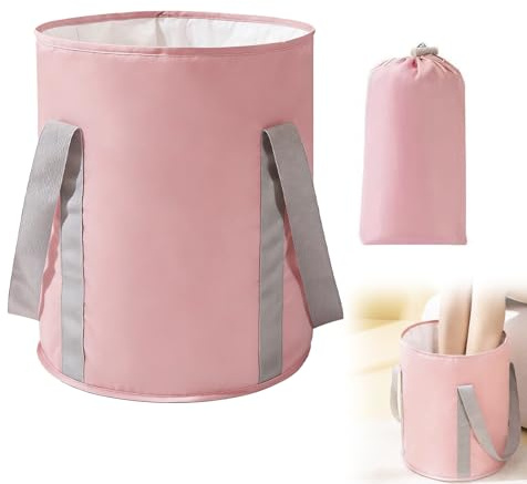 Foot Bath Bowl, Collapsible Bucket for Soaking Feet with Storage Bag, Foot Soak Bowl, Foot Bath Tub for Home Camping Washing Fishing Outdoor (Pink)