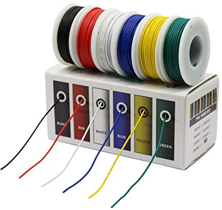 CBAZY Hook up Wire Kit (Stranded Wire Kit) 24 Gauge 6 Colors 32.8 feet Each Electrical Wire 24 AWG PVC Wire