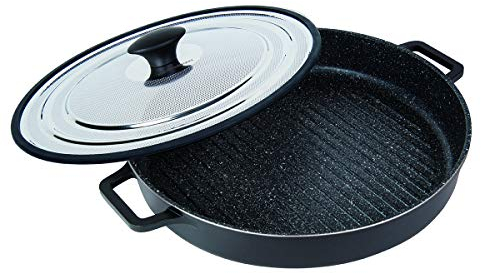 Masterpan Non Stick Grill Pan/Griddle Pan 30cm | Cast Cookware | Great for Steak Pan, Fish | BBQ Pan, Induction Pan, Camping Frying Pan, Skillet Pan | Oven Safe NonStick Pan | Induction Griddle Pans