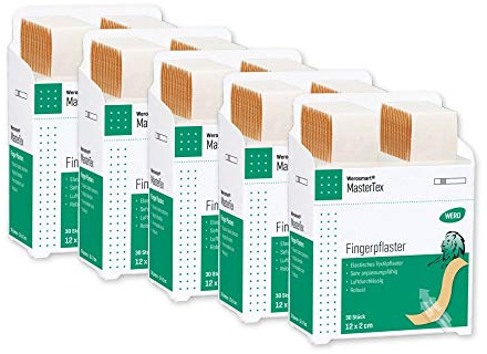 Werosmart® Pflasterspender-Einsätze Fingerpflaster 12 x 2 cm (5 Stück) Vorratspackung (Textil | Beige | Klassisch)