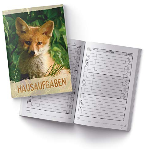 itenga Hausaufgabenheft Fuchs DIN A5 96 Seiten Schulbedarf Meine Hausaufgaben für Grundschule Gemeinschaftsschule Realschule Gymnasium