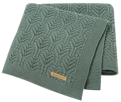 LAWKUL Babydecke 100% Baumwolle Zellulare Decke Weich Gestrickt Babydecken für Neugeborene Jungen Mädchen Kleinkind 100x80cm Dunkel Grün