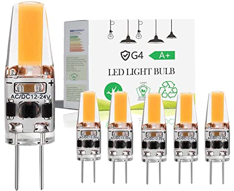 3W G4 LED Leuchtmittel Birne, G4 LED Lampen Dimmbar Warmweiß 3000K COB Glühbirnen Ersatz für G4 30W Halogenlampen, 12V AC/DC, 300lm, 360° Abstrahlwinkel, Kein Flackern, 5er Pack