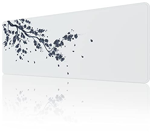 EFISH tapis de souris (800 × 300 × 3 mm) - Grand allongé - Bords cousus - Base antidérapante - Tapis de jeu (gris bleuâtre)