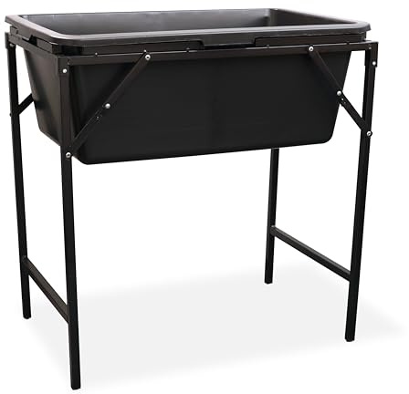 Bortaberg Bathtub With Foldable Metal Stand, Drain Valve for Dogs and Cats Included, Portable, Pet Paddling Pool with a Tap, Plastic Dog Pool, 4 sizes (90L; 78x48x31[cm]+stand)