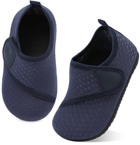 JIASUQI Toddler Water Shoes Boys Girls Quick Dry Beach Shoes Barefoot Swim Aqua Socks Kids Non-Slip Water Socks(Dblue,4-5 UK Size)
