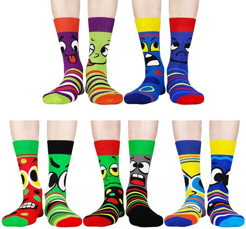 Jeasona 5 Paires Chaussette Drole Homme 43-46 Chaussette Homme Humour Humoristiques Fun Cadeau Rigolo Drole Original Anniversaire Noel