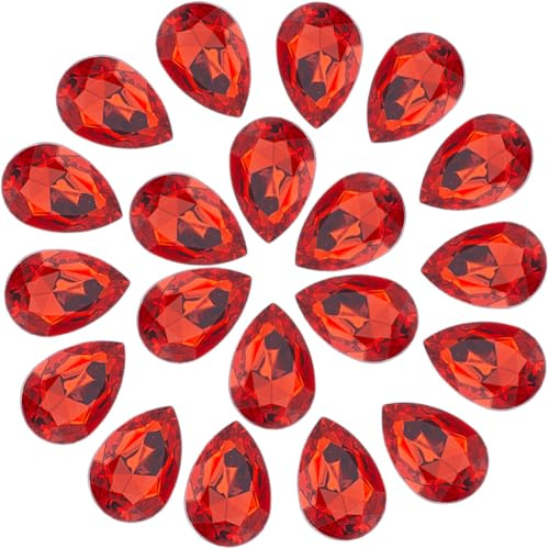GORGECRAFT 20pz Cabujones de Diamantes de Imitación Grandes En Forma de Lágrima Piedras Acrílicas de Cristal Facetadas Sin Agujeros Accesorios para Vestir para Hacer Joyas Disfraces Prendas Color Rojo