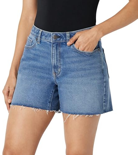 Amazon Essentials Short en Denim à Taille Mi-haute, Faible Élasticité, Coupe Standard Femme, Bleu Moyen Vintage, 46