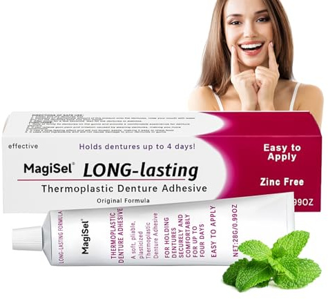 Thermoplastic Denture Adhesive, False Teeth Adhesive, Secure Denture Adhesive for natural fit and secure retention for aesthetically pleasing and comfortable teeth, 40g