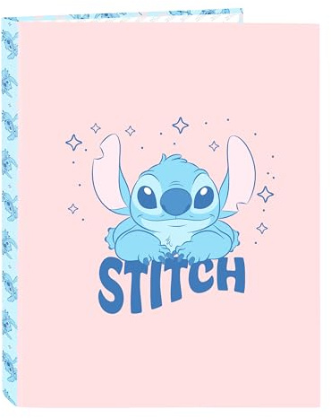 STITCH OHANA - Carpeta con Folios 4 Anillas, Ideal para Niños de Diferentes Edades, Cómoda y Versátil, Calidad y Resistencia, 26.5x33 cm