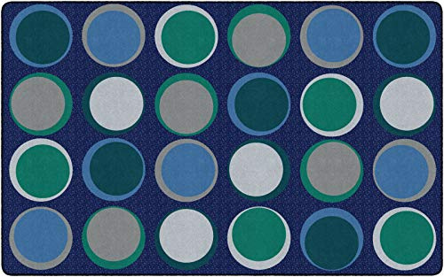 Flagship Carpets Sitting Spots Seating Rectangle Area Rug for Children's Classroom or Kids Playroom, and Home Learning Carpet, Seats 24, 7'6 x 12', Cool Blue