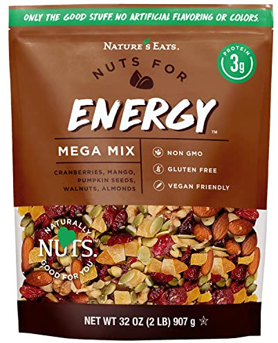 Nature's Eat Mega Trail Mix - Mix Dried Fruit - Gluten Free Snacks, Healthy Snacks for Kids & Adults - Vegan & Organic Fruit - Reaselable Bag 32 Ounce (Pack of 1)
