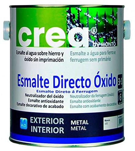 Esmalte al Agua Directo Óxido de Gran Resistencia y Protección para Metales. Gama Crea (500ml, Negro Satinado)