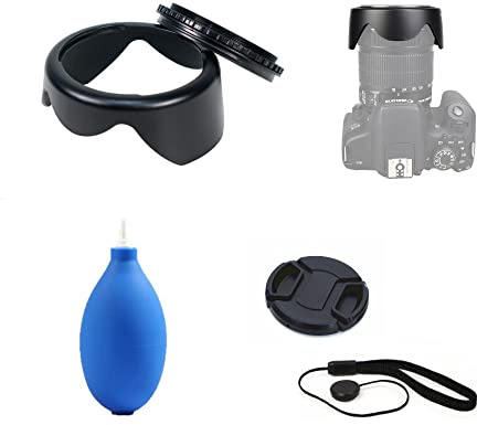 AFGRAPHIC Kamera Zubehör Bundle Set für Nikon Coolpix P1000 Digitalkamera inkl. reversibler Gegenlichtblende, Objektivdeckel mit Halter, Minipumpe