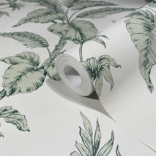 marburg Papier peint, gris, beige, floral, naturel, pour salon, chambre à coucher, cuisine, fabriqué en Allemagne, 10,05 x 0,53 m