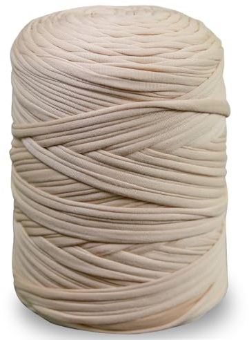 NOTIONSLAND 400g T-Shirt Yarn Knitting Yarn Fabric Crochet Yarn for Bag, Basket, Blanket Home Decor - Light Cream Soild Color Yarns