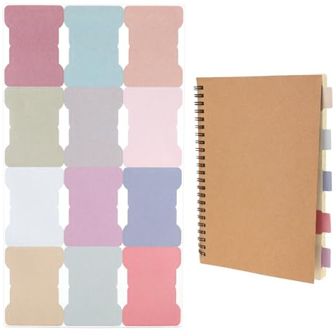 JJUNW 240 linguette adesive per indice, etichette adesive per classificazione dell'indice dei colori con 12 colori, segnapagina ispessite scritte a mano, note adesive scrivibili per diari, quaderni,